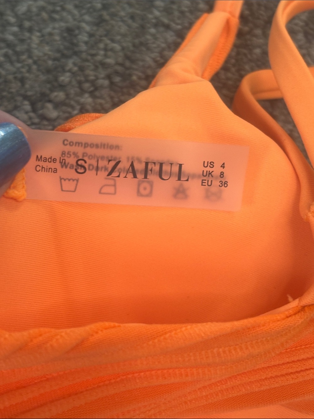 ZAFUL neon orange ribbed two-piece bikini set - Picture 3 of 4